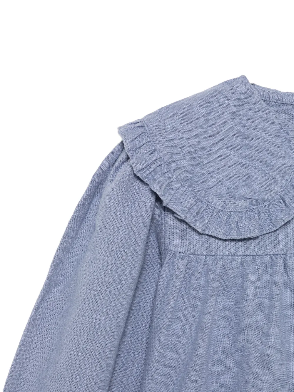 Donsje Thewa shirt met Peter Pan-kraag en ruches Blauw