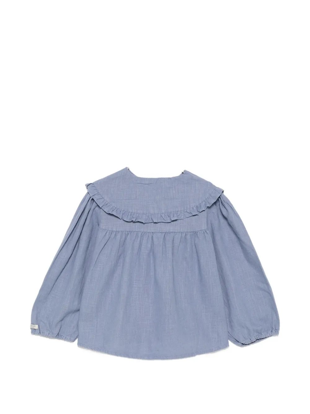 Donsje Thewa shirt met Peter Pan-kraag en ruches Blauw