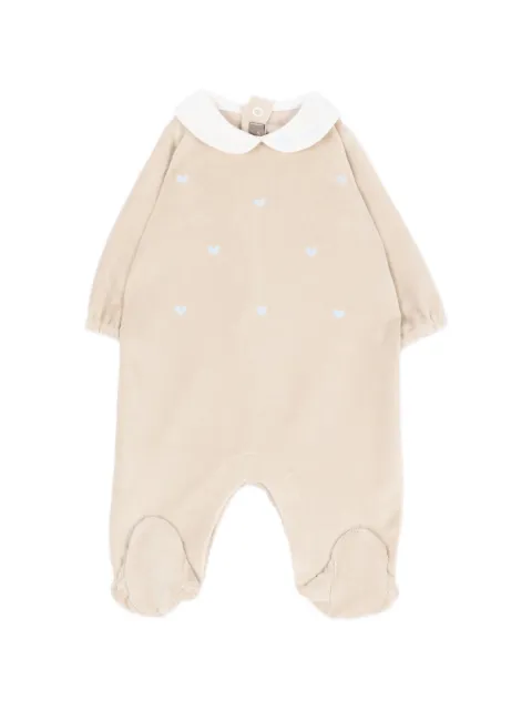 Little Bear heart-embroidered Peter Pan collar pajamas