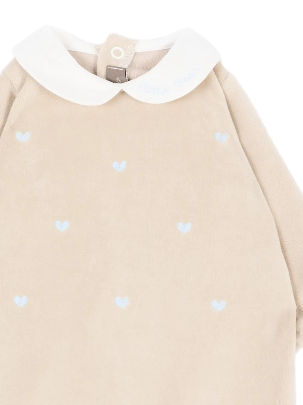 Little Bear Pyjama met Peter Pan-kraag en geborduurd hart Beige