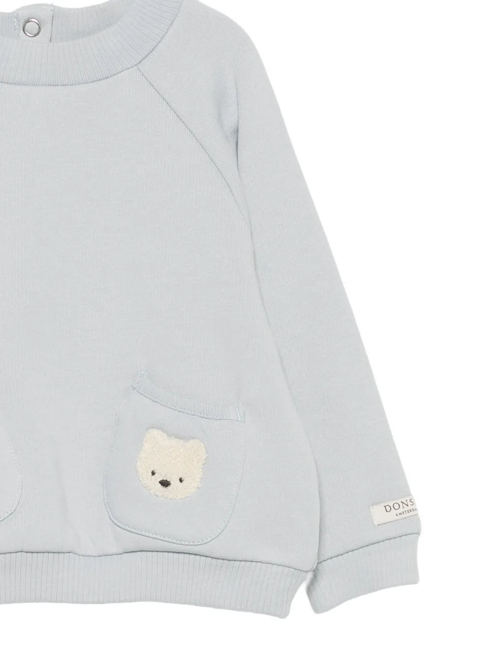 Donsje Trui met raglan mouwen en beerpatch Blauw