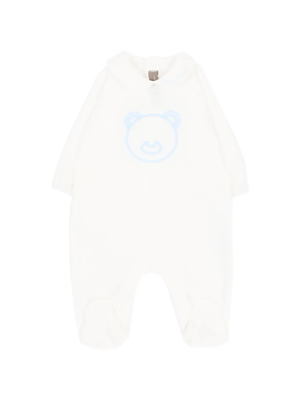 Little Bear bear-embroidered Peter Pan collar pajamas - Bianco