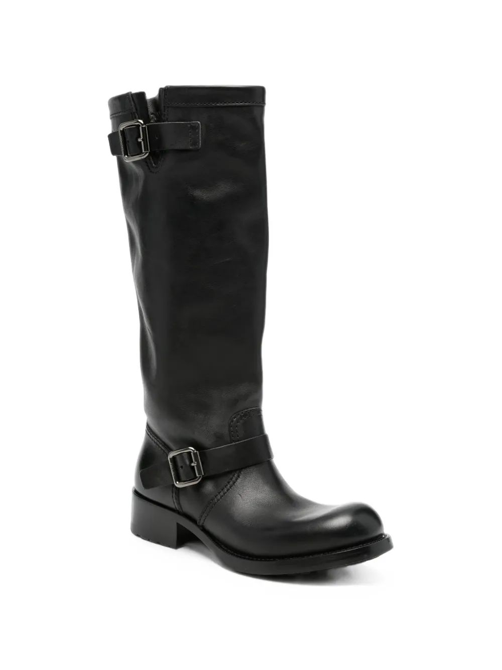 Prada buckle-detail knee-high boots Zwart