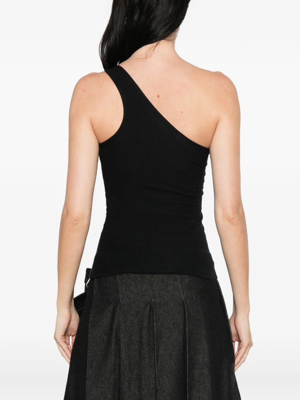 Baserange Asymmetrische geribbelde top Zwart