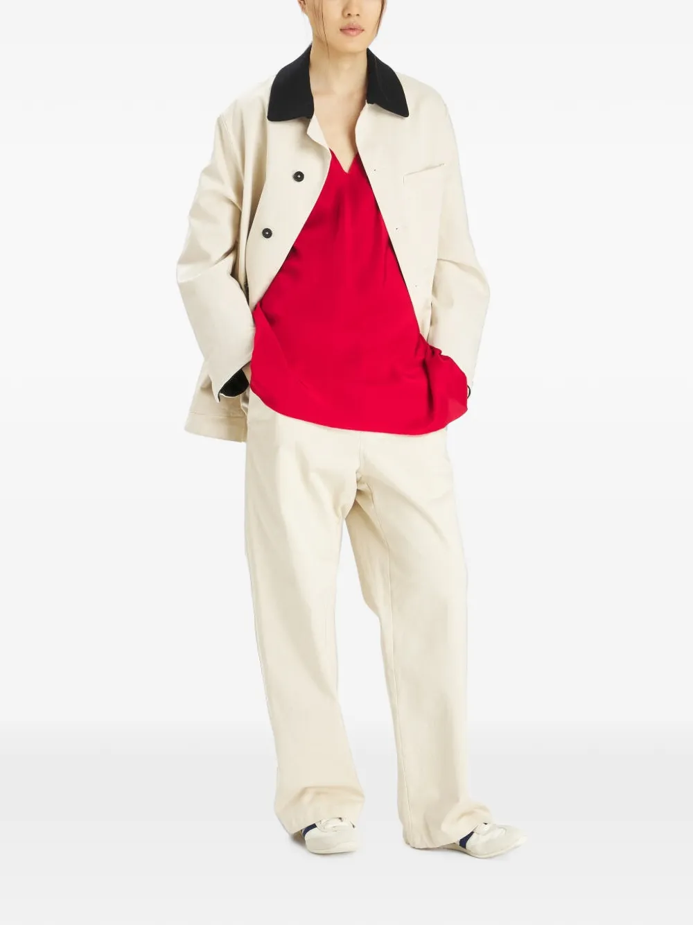 Barena Mietta top met V-hals Rood