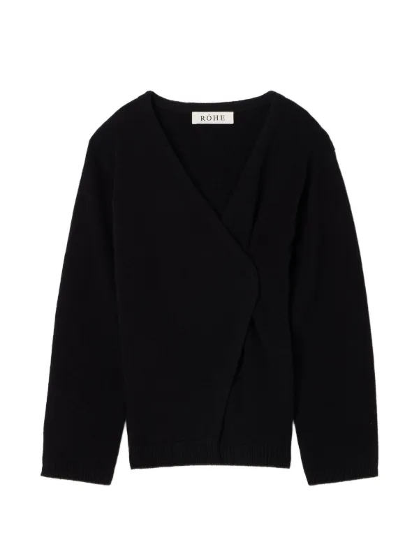 Róhe Pin-fastening V-neck Cardigan in Black