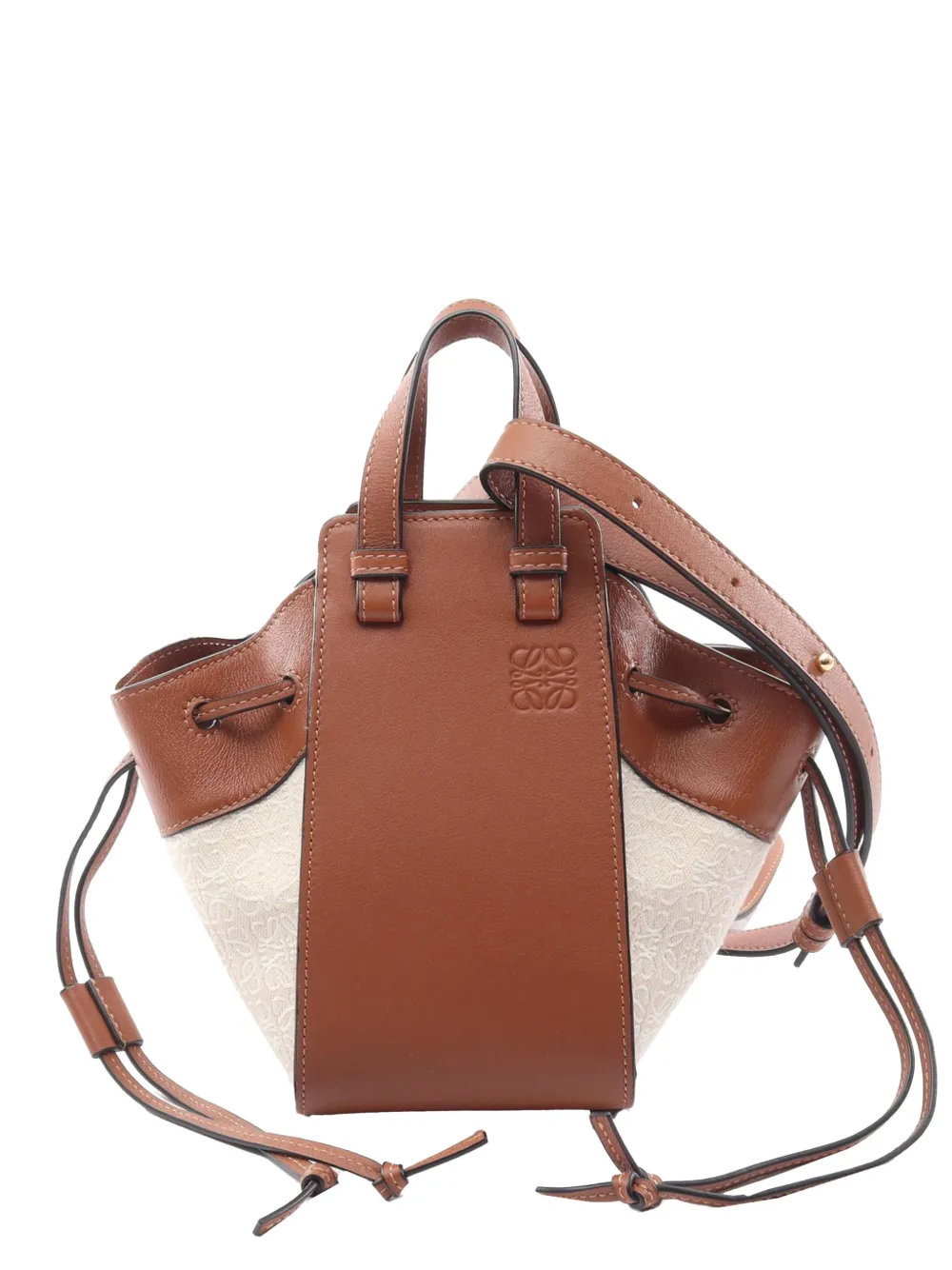 Loewe Pre-Owned Borsa a tracolla Hammock mini in pelle e tela 2021-2026 - Marrone