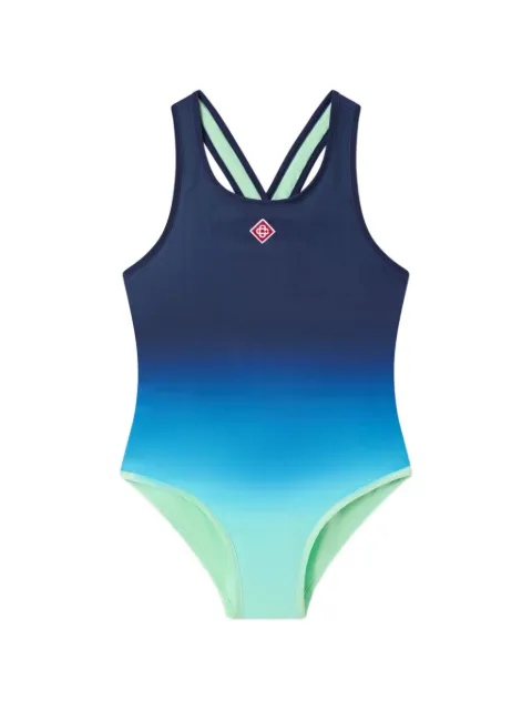 CASABLANCA KIDS ombré-effect logo-patch swimsuit