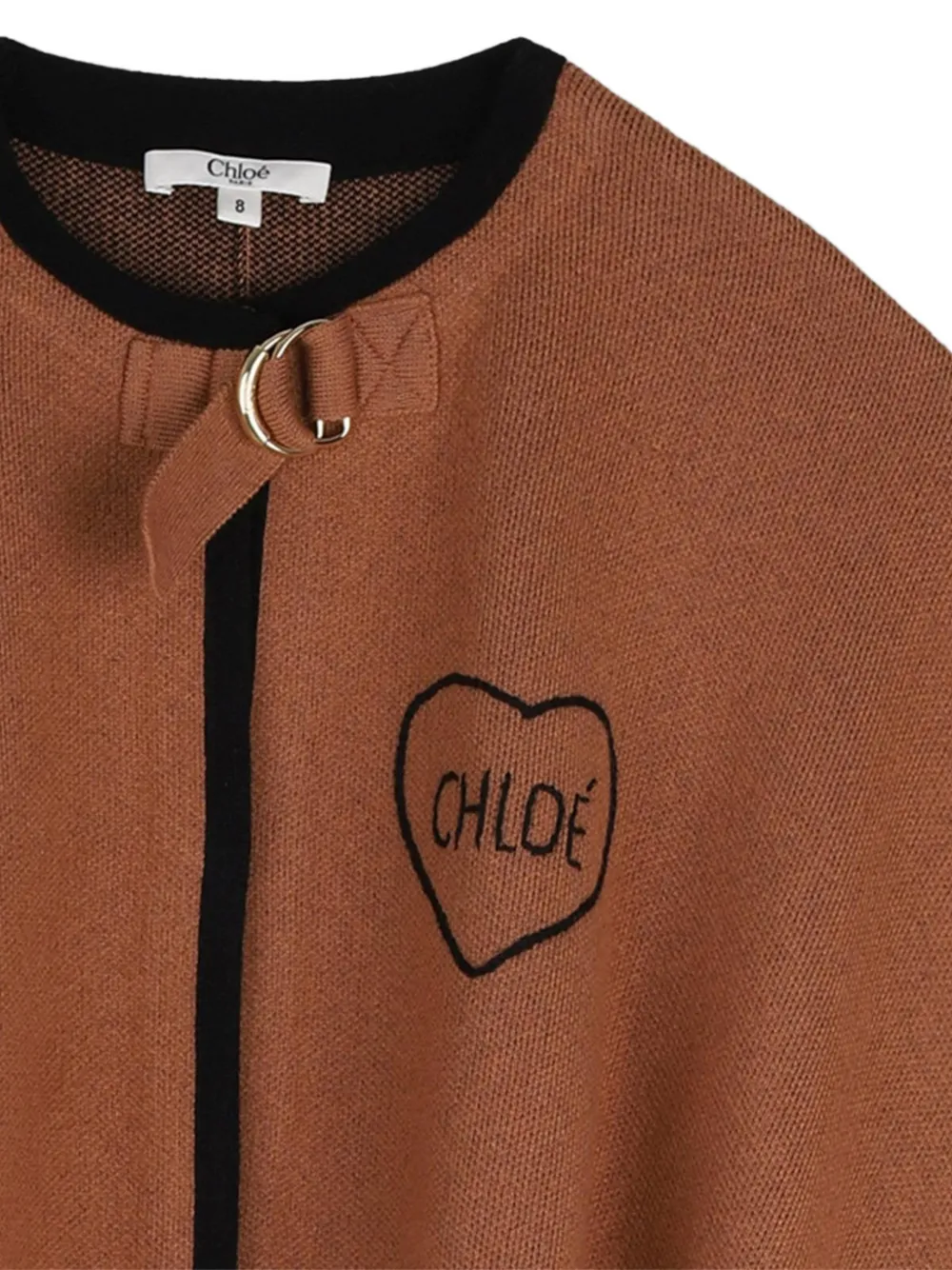 Chloé Kids Cape met gesp en geborduurd logo Bruin