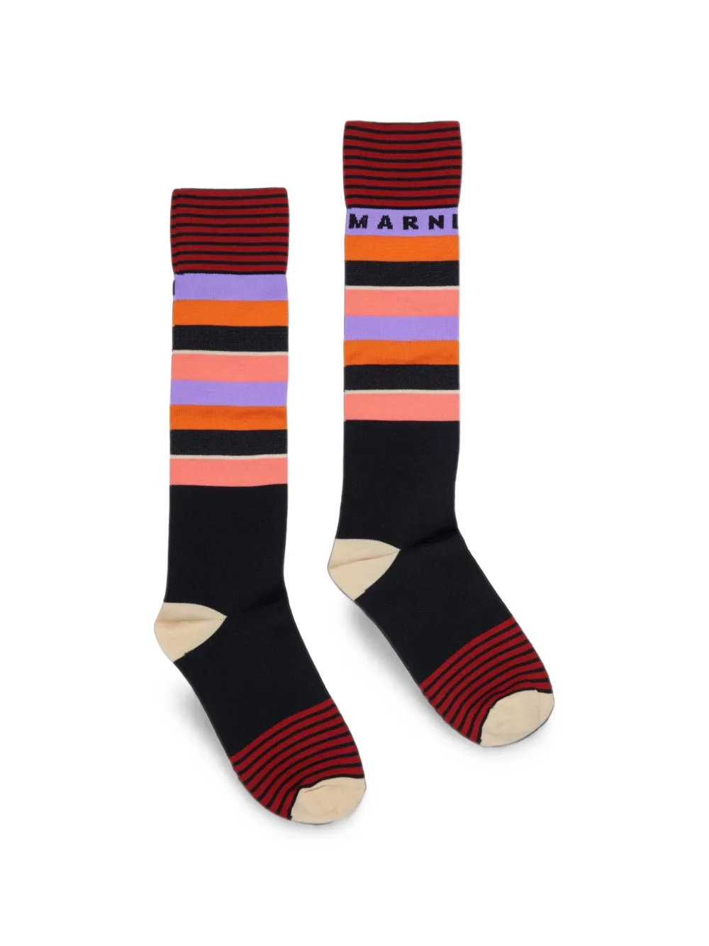 Marni Kids striped logo-knit socks - Nero