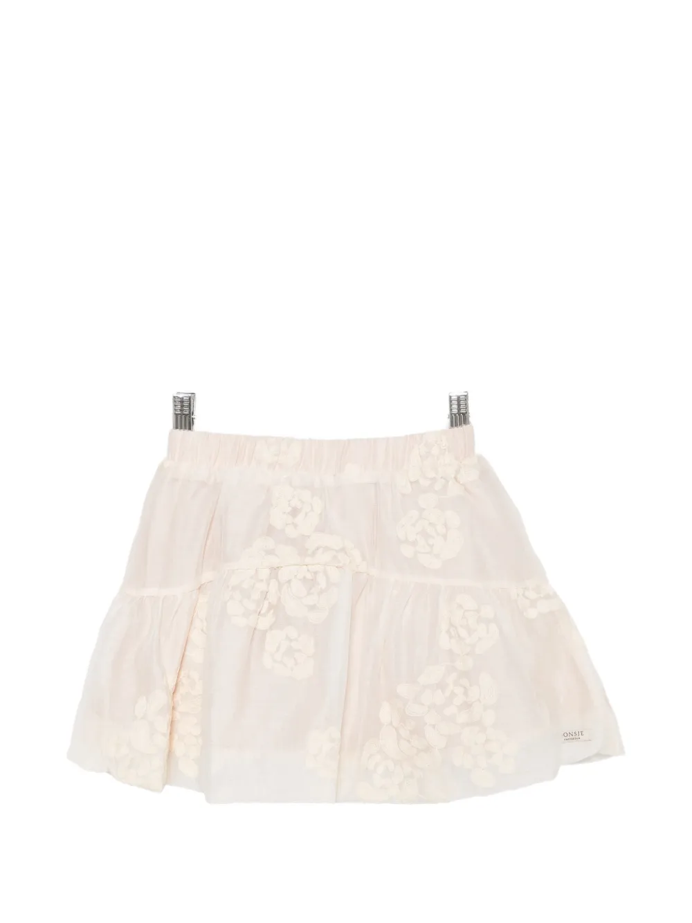 Donsje Kubwa floral-embroidered tiered skirt - Toni neutri