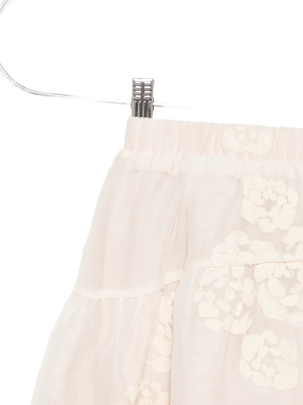 Donsje Kubwa gelaagde rok met geborduurde bloemen Beige
