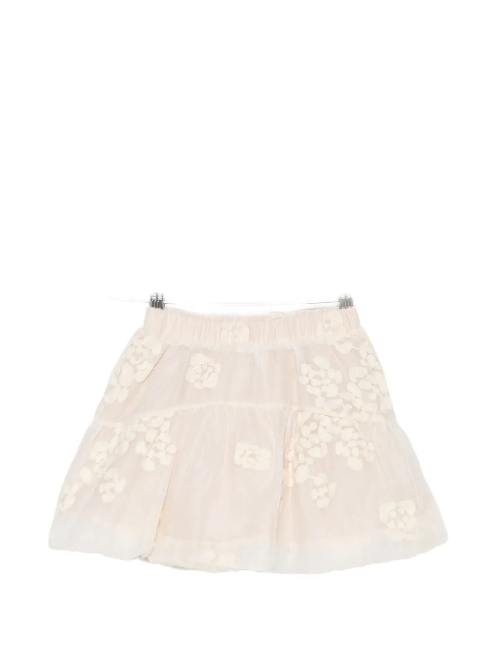 Donsje Kubwa gelaagde rok met geborduurde bloemen Beige