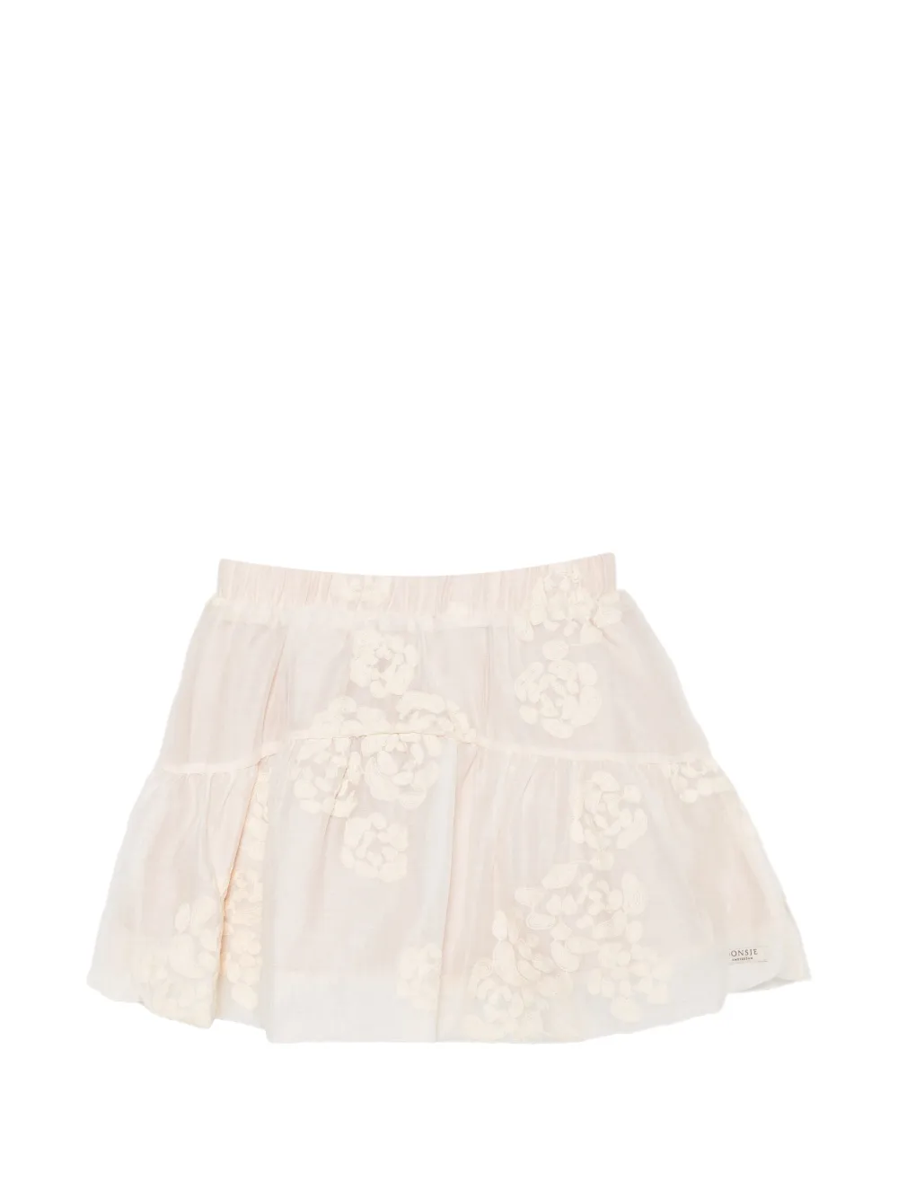 Donsje Kubwa floral-embroidered tiered skirt - Toni neutri