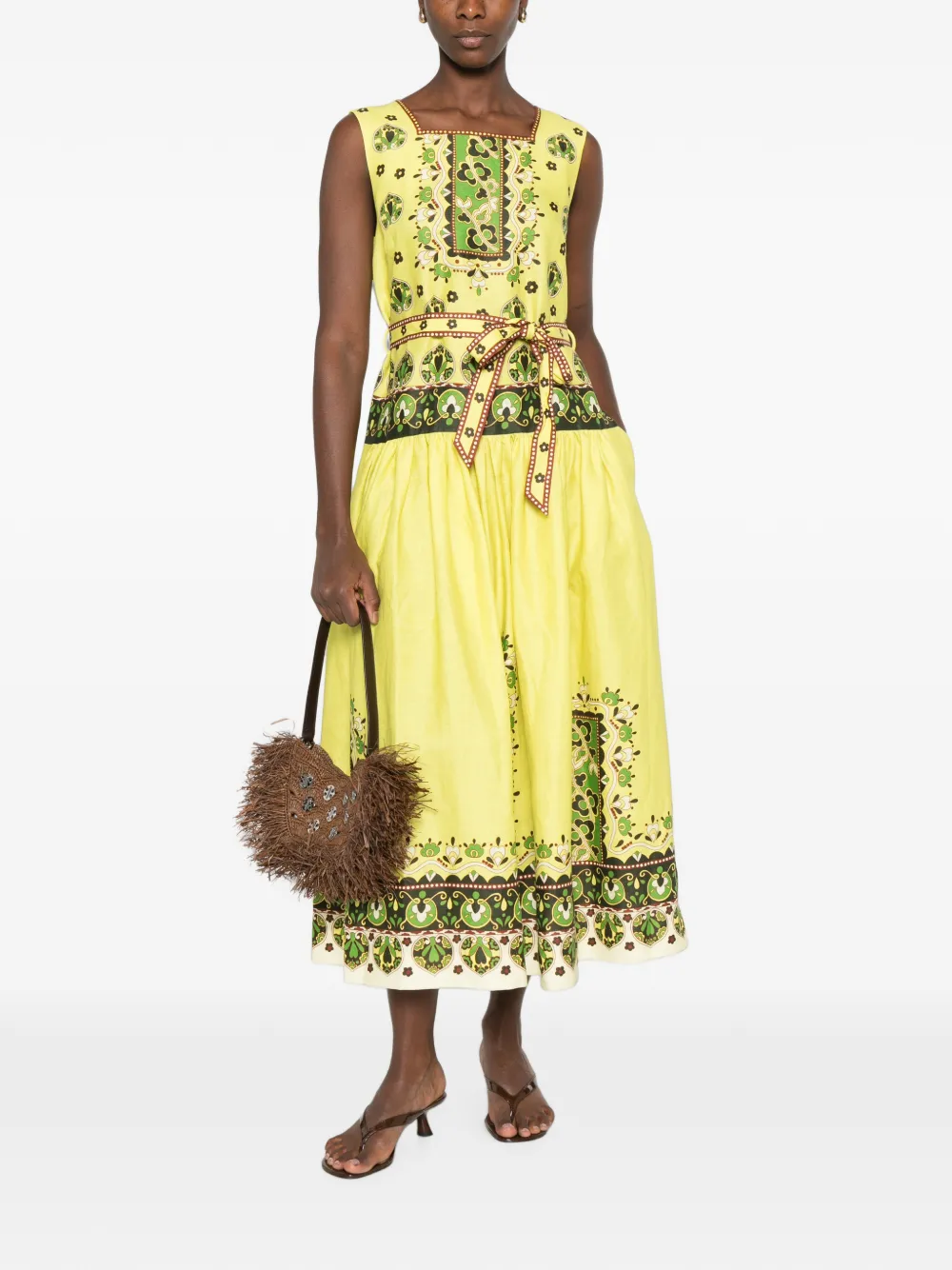 ALEMAIS Bridgete midi-jurk met grafische print Geel