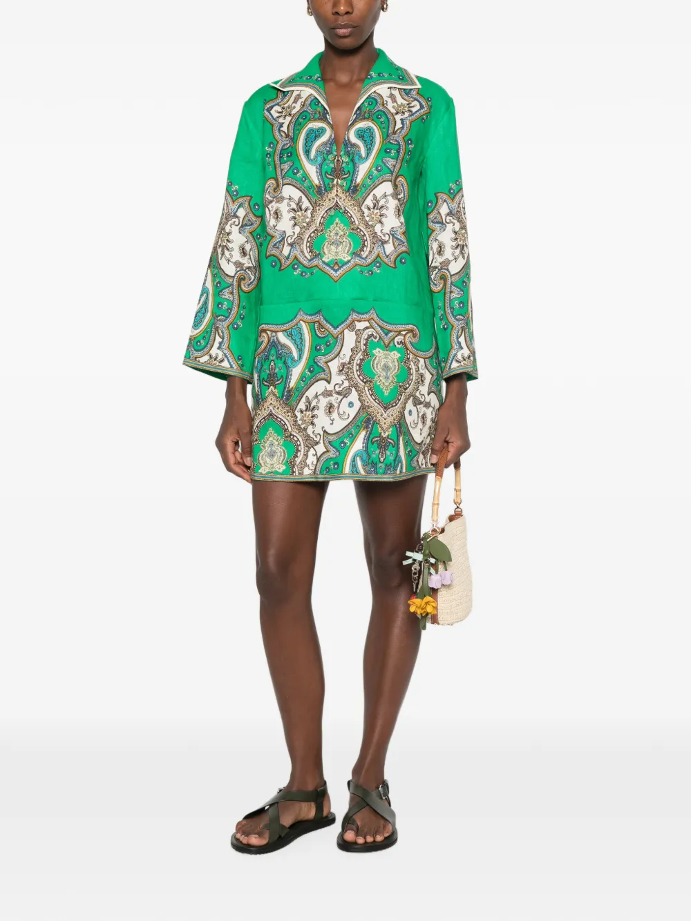 ALEMAIS Porter mini-jurk met paisley-print Groen