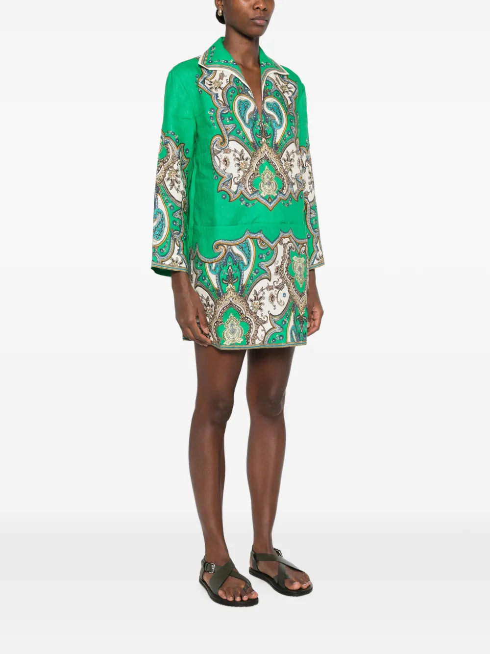 ALEMAIS Porter mini-jurk met paisley-print Groen