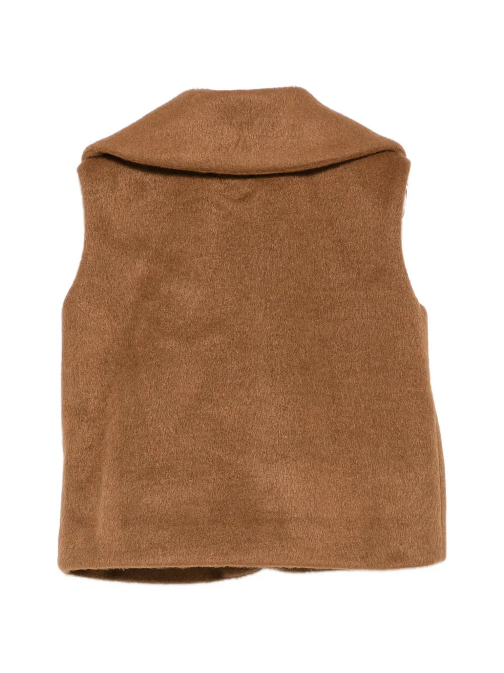 Donsje Anja bodywarmer met oversized kraag en knopen Bruin