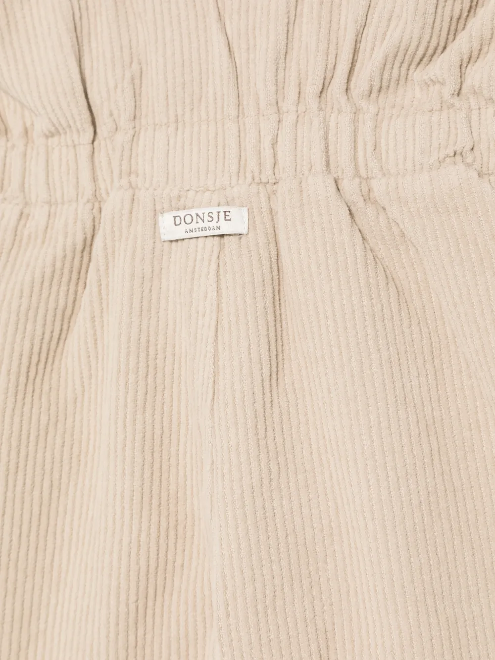 Donsje Eldric ribfluwelen broek met ruches Beige