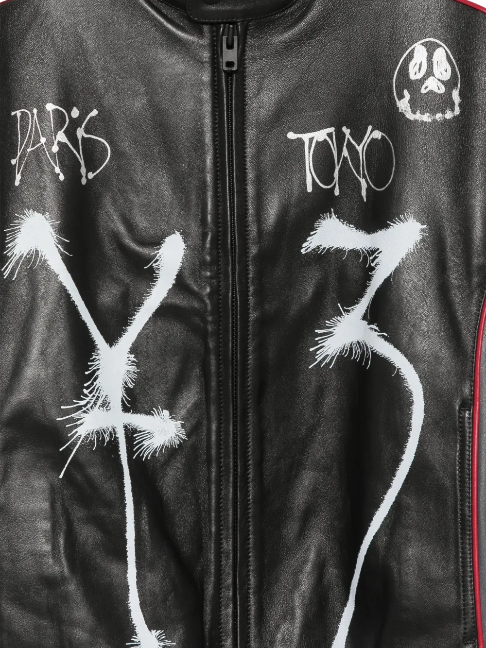 Y-3 Chito leren jack met graffiti-print Zwart
