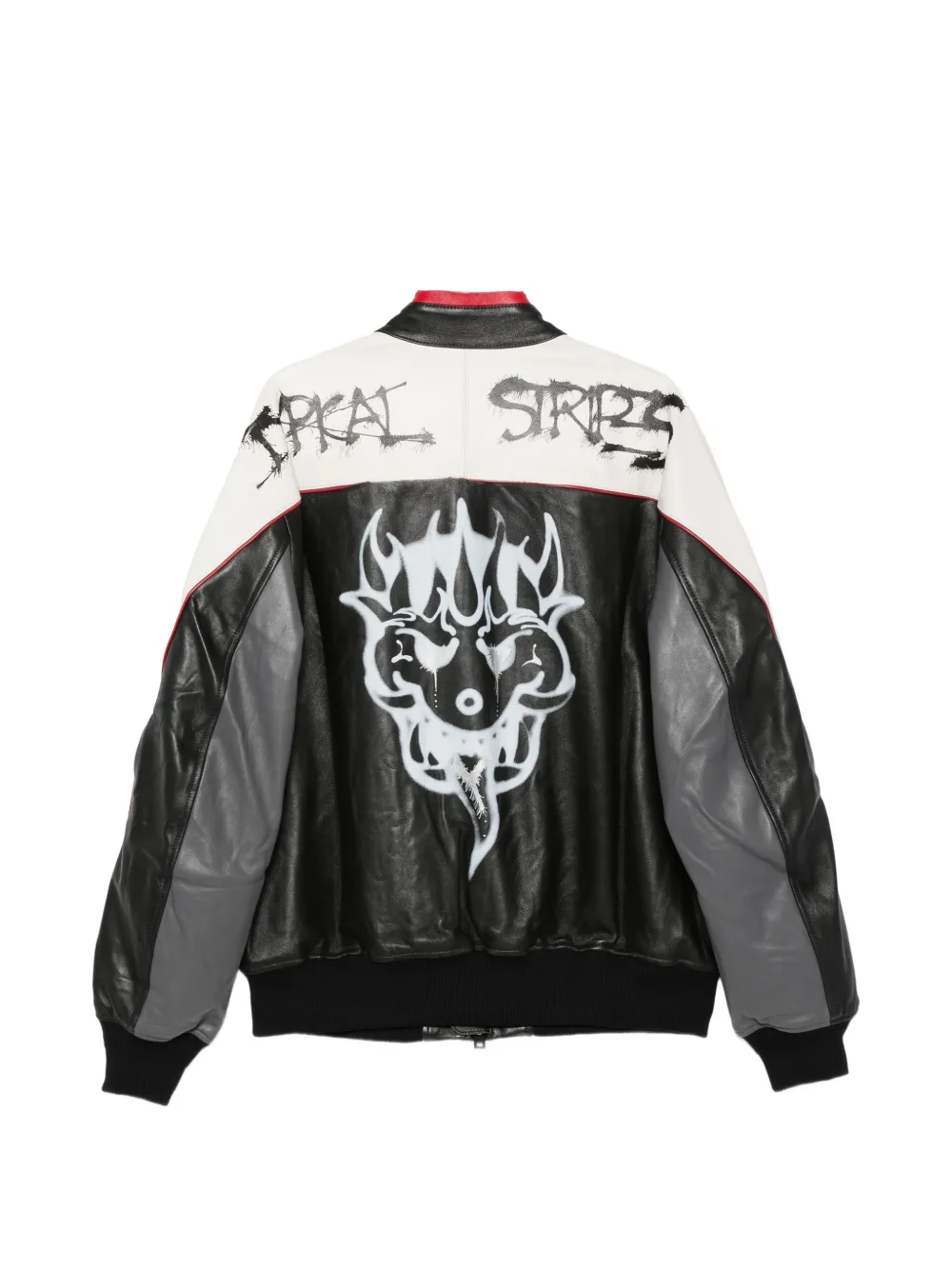 Y-3 Chito leren jack met graffiti-print Zwart