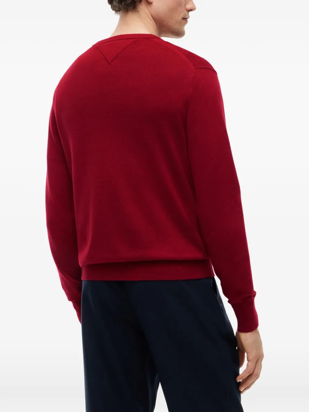 Tommy Hilfiger Trui met geborduurd logo en ronde hals Rood