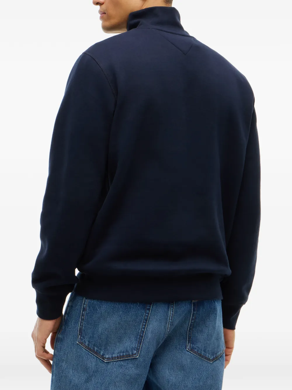 Tommy Hilfiger Sweater met geborduurd logo en kwartrits Blauw