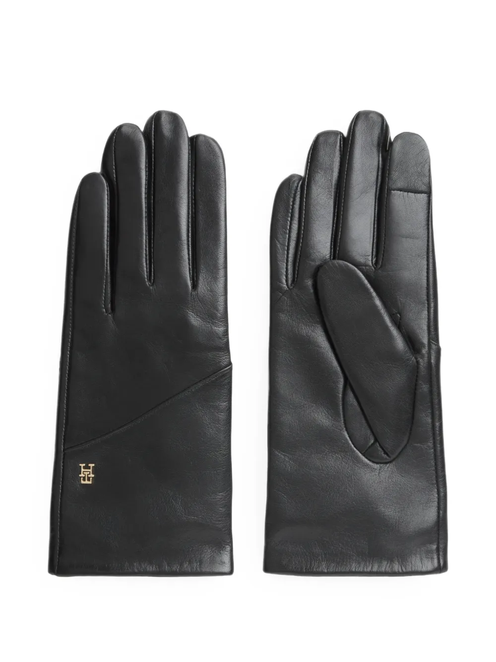 Tommy Hilfiger logo-plaque leather gloves - Nero