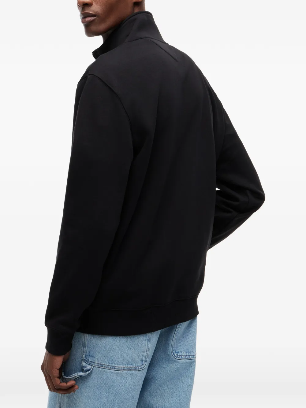 Tommy Hilfiger Trui met geborduurd logo en kwartrits Zwart