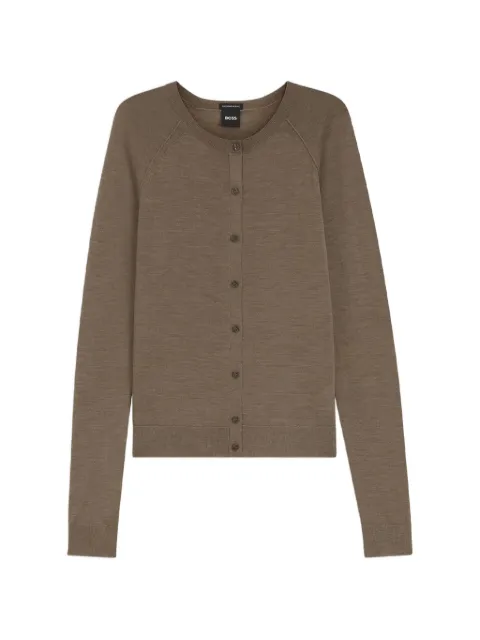 BOSS crewneck cardigan in superfine merino wool