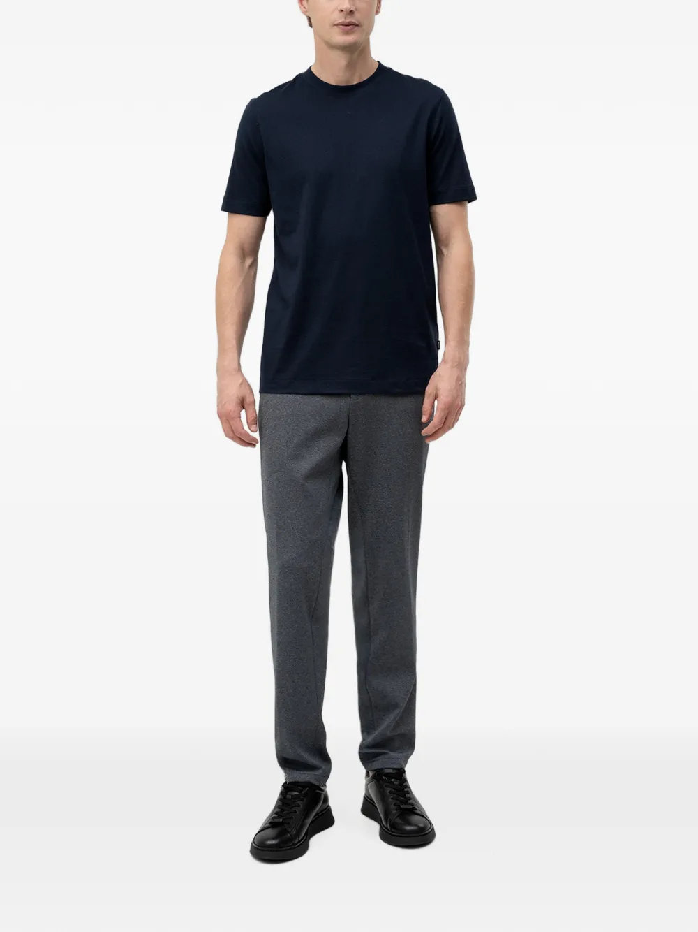 BOSS Slim-fit broek met micro-patroon Blauw