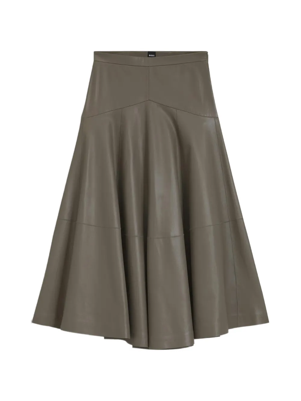 BOSS leather midi skirt with bell silhouette - Marrone
