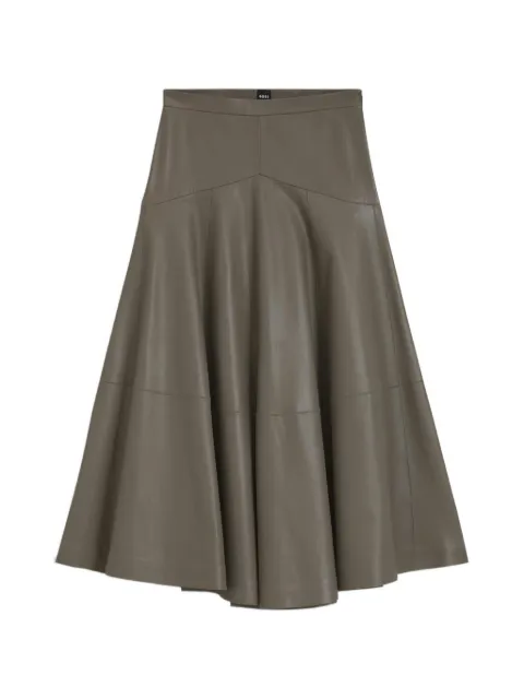 BOSS leather midi skirt with bell silhouette