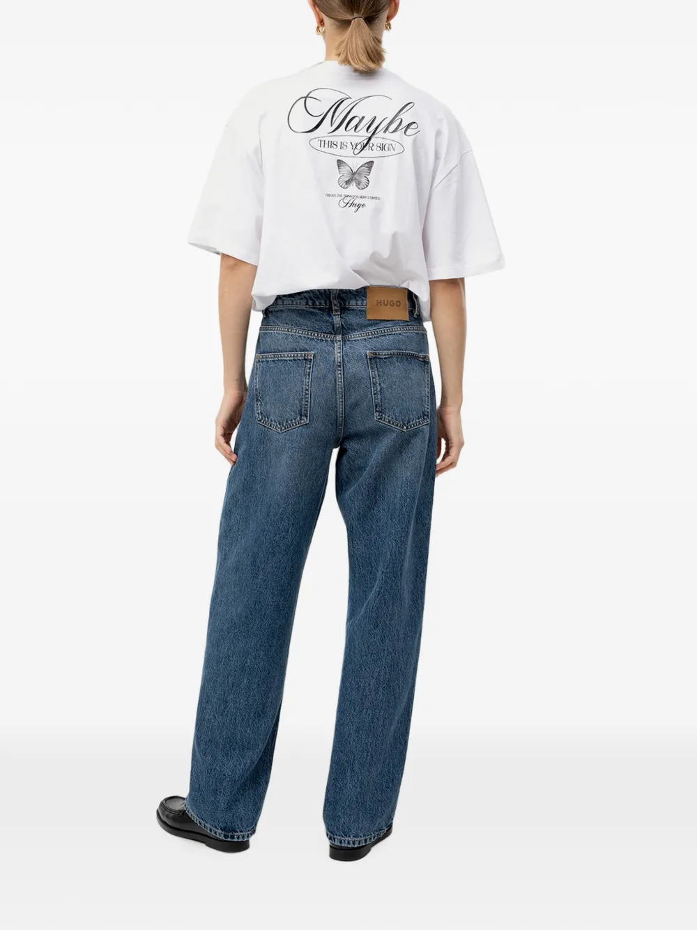 HUGO Ruimvallende jeans met wijde pijpen Blauw