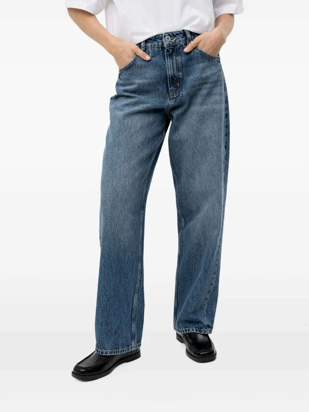 HUGO Ruimvallende jeans met wijde pijpen Blauw