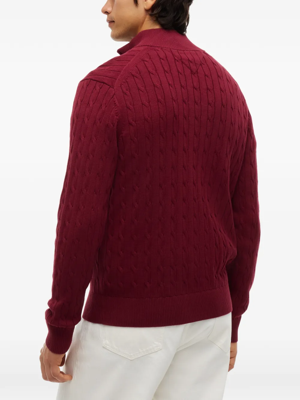 Tommy Hilfiger cable-knit quarter-zip sweater Rood