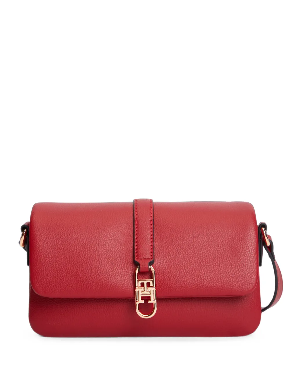 Tommy Hilfiger Libre logo-plaque pebbled shoulder bag - Rosso