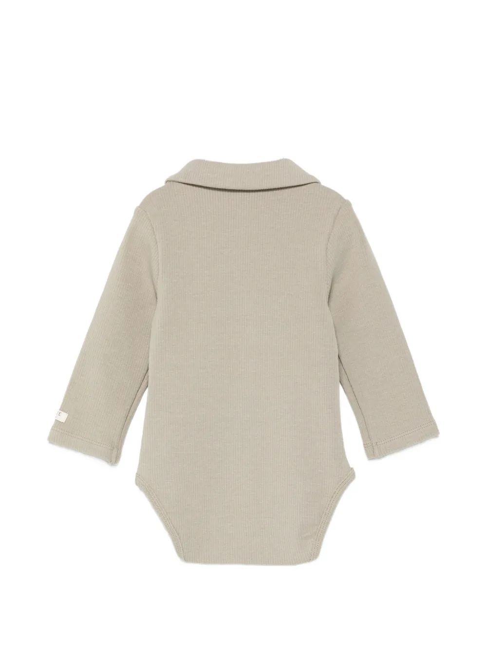 Donsje Geribbelde romper met geborduurde beer Beige