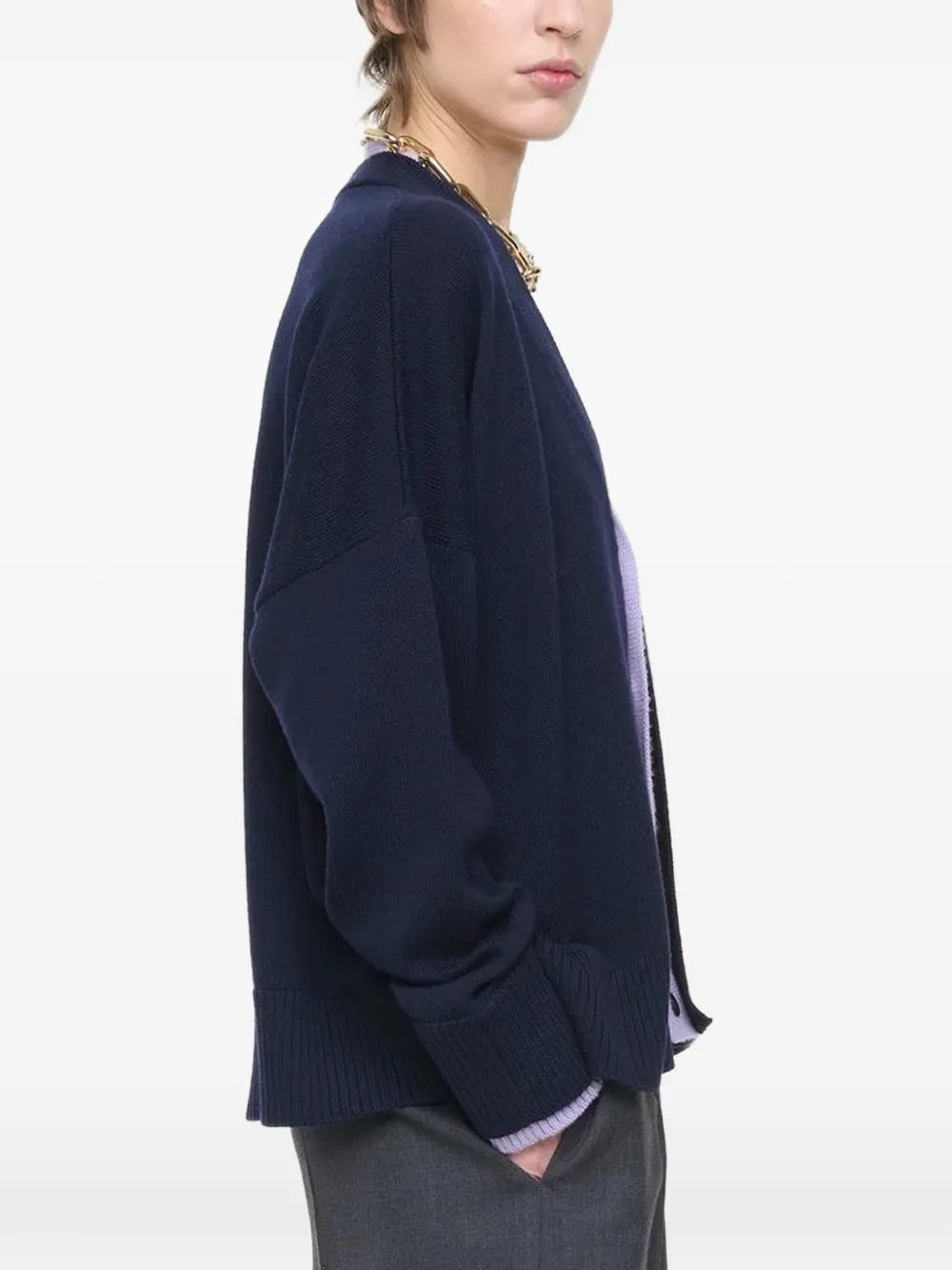 Plan C Vest met contrasterende afwerking Blauw