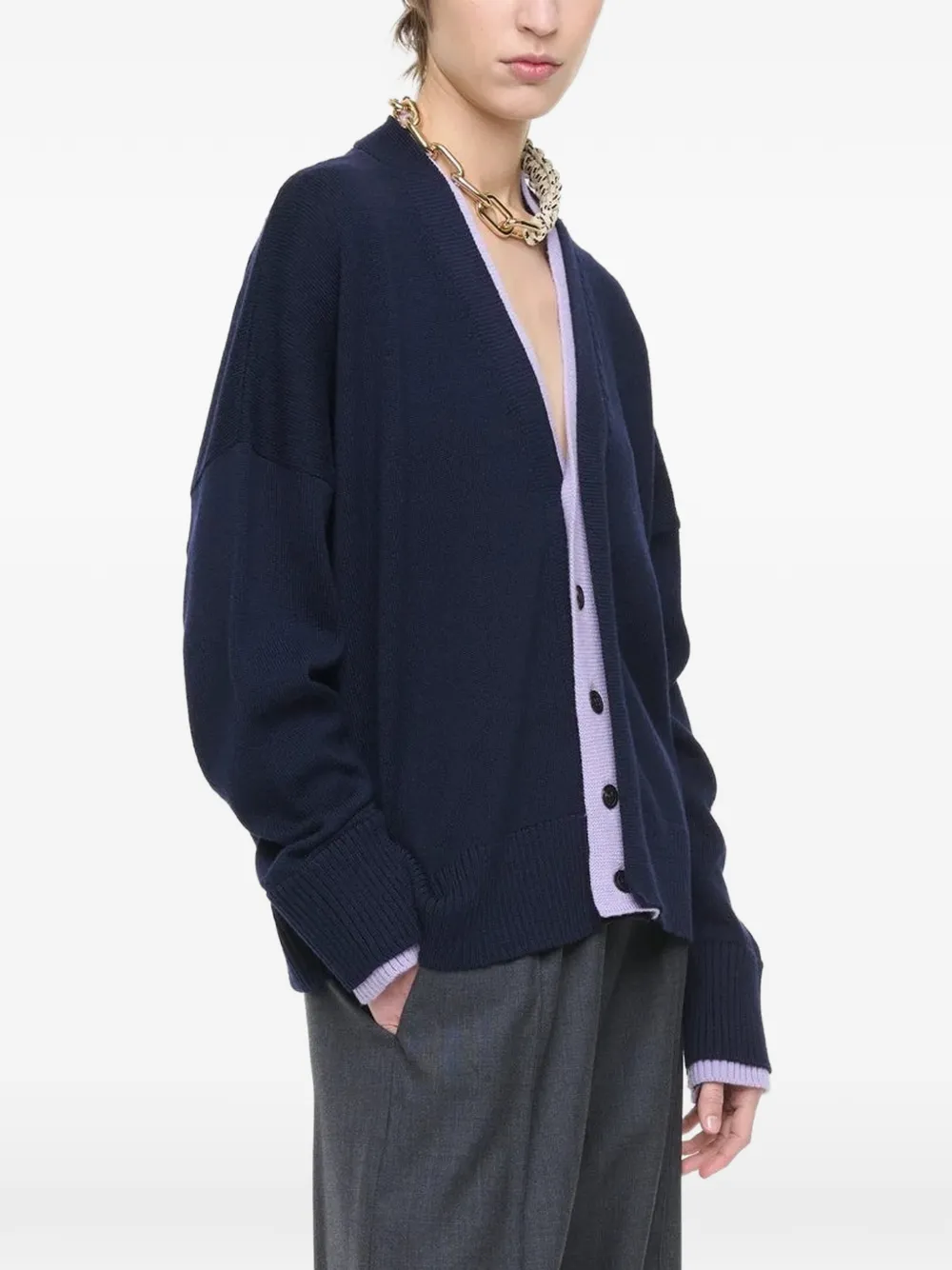 Plan C Vest met contrasterende afwerking Blauw