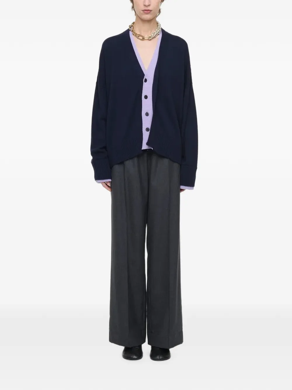 Plan C Vest met contrasterende afwerking Blauw