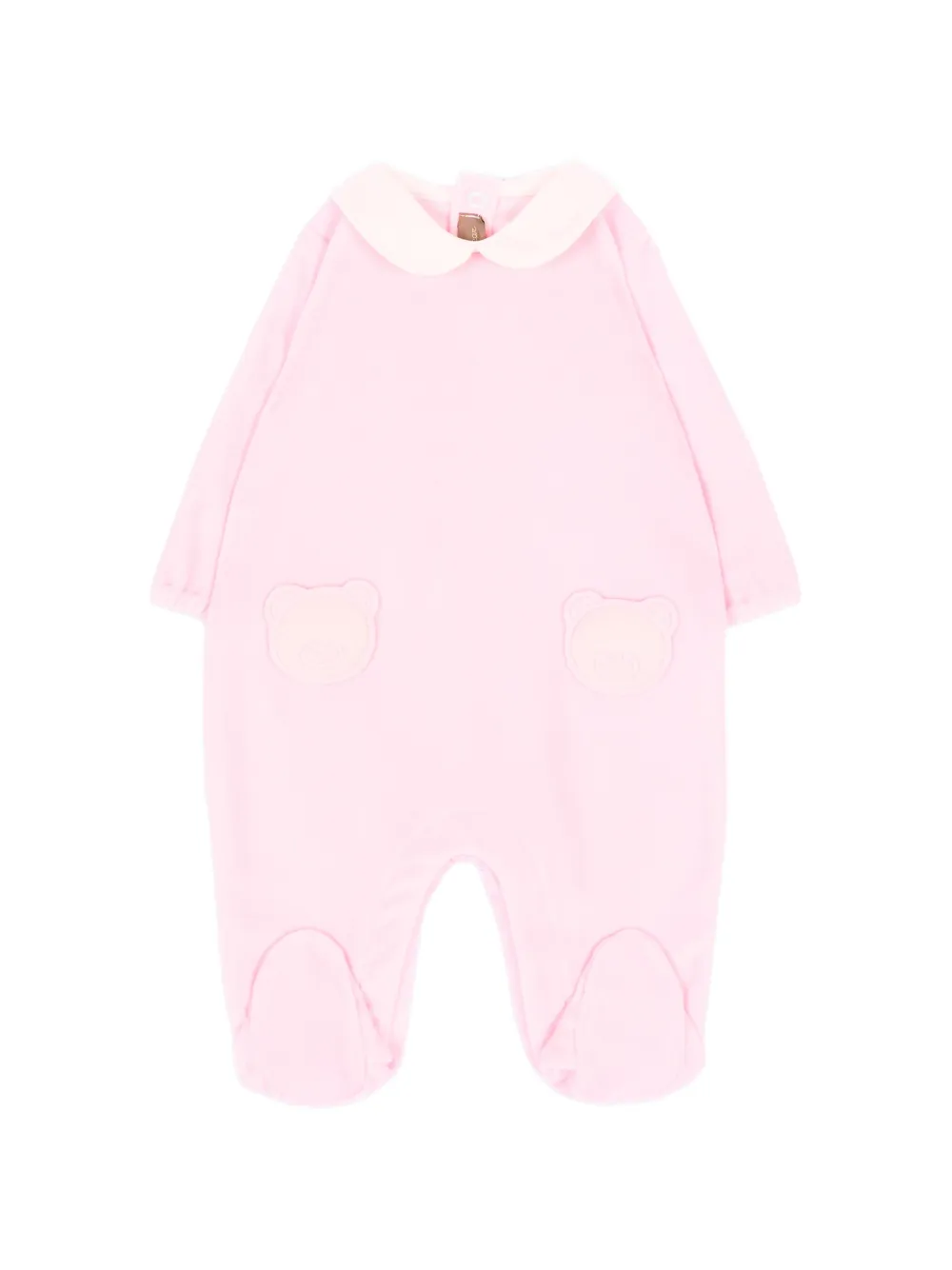 Little Bear bear-patch peter pan collar onesie - Rosa