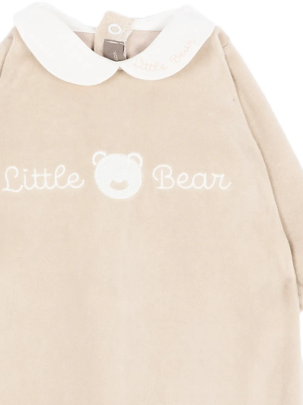 Little Bear Pyjama met Peter Pan-kraag en geborduurd logo Beige