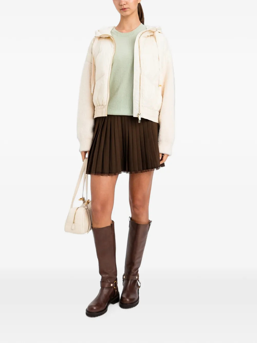 TWINSET quilted hooded jacket Beige