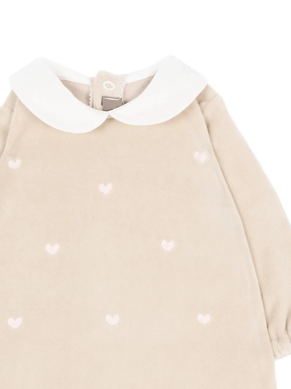 Little Bear Pyjama met Peter Pan-kraag en geborduurd hart Beige