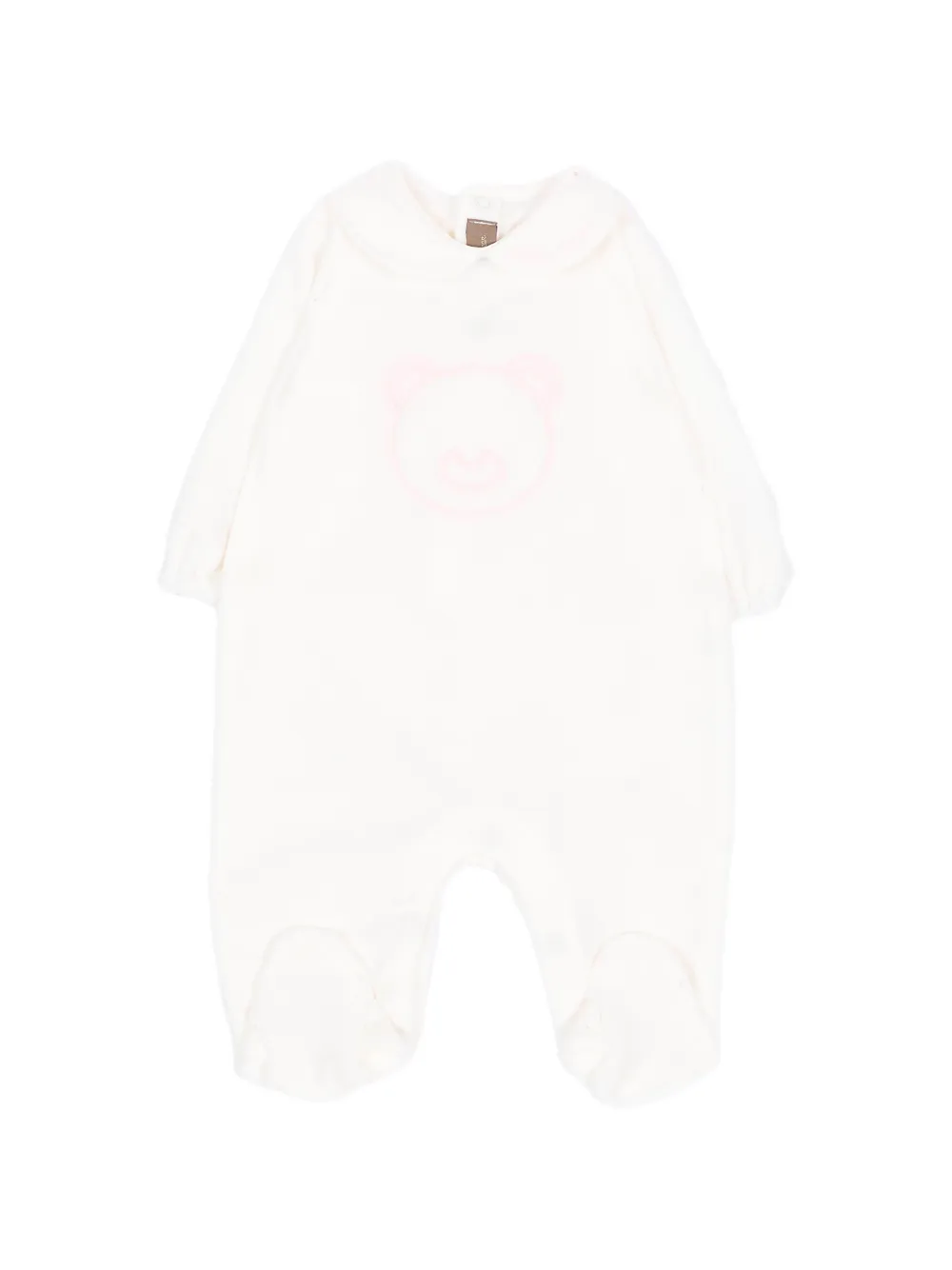 Little Bear bear-embroidered Peter Pan collar sleepsuit - Bianco