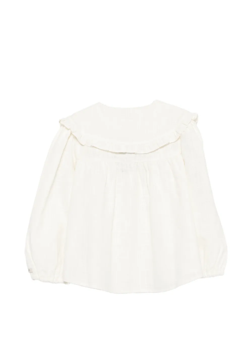 Donsje Katoenen shirt met ruchekraag Beige