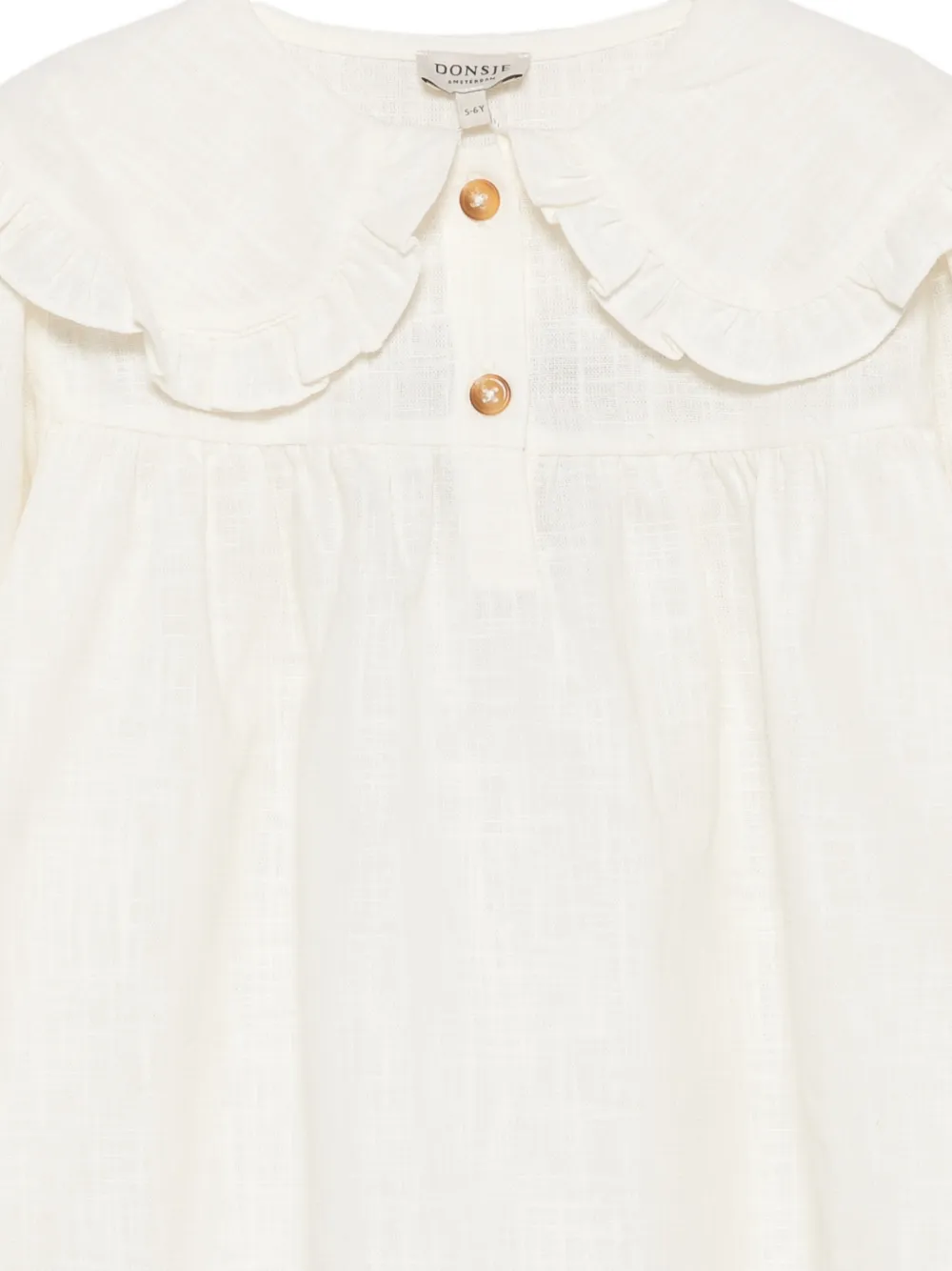 Donsje Katoenen shirt met ruchekraag Beige