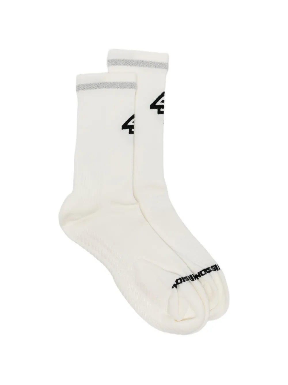 Represent Logo-intarsia Ribbed-knit Socks In White