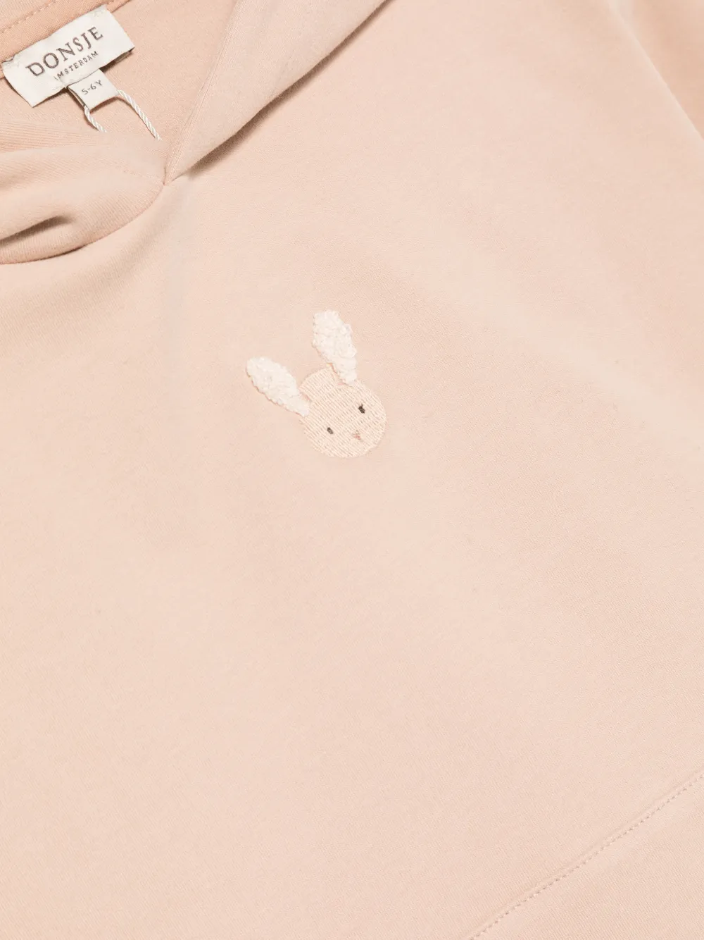 Donsje Hoodie met geborduurd konijn Beige